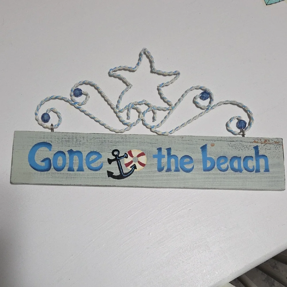Wood And Metal Beach Sign